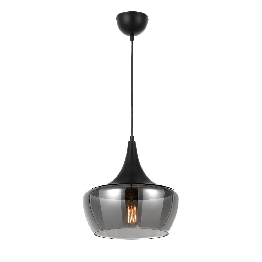 TFS 30 PENDANT 40wE27max D:300H:270 cab:1.5m BLACK/SMOKE GLASS