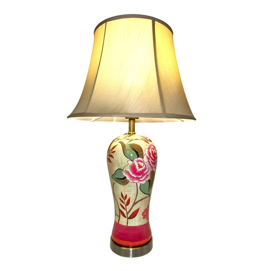 TFS CERAMIC TABLE LAMP 25wE27max D:400 H:670 FLOWER / GOLD