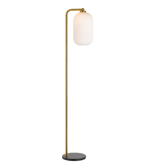 TFS FL Base+Shade 25wE27max D:210 H:1550 cable2.0 FOOT SWT BLK MARBLE/ANT GOLD/OPAL