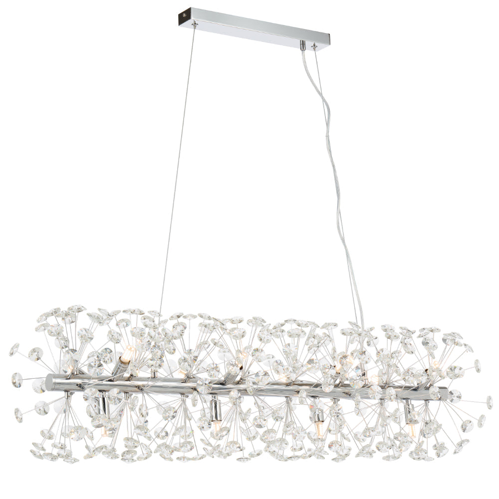 TFS 12LT REC PENDANT 12x6wG9max L:970 W:300 H:300 CRY H130 CHAIN 2M CHROME/CLEAR