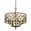 TFS ROUND 6LT PENDANT 6x25wE14max D:610 H:610 MOCHA FRAME / AMBER CRYSTALS