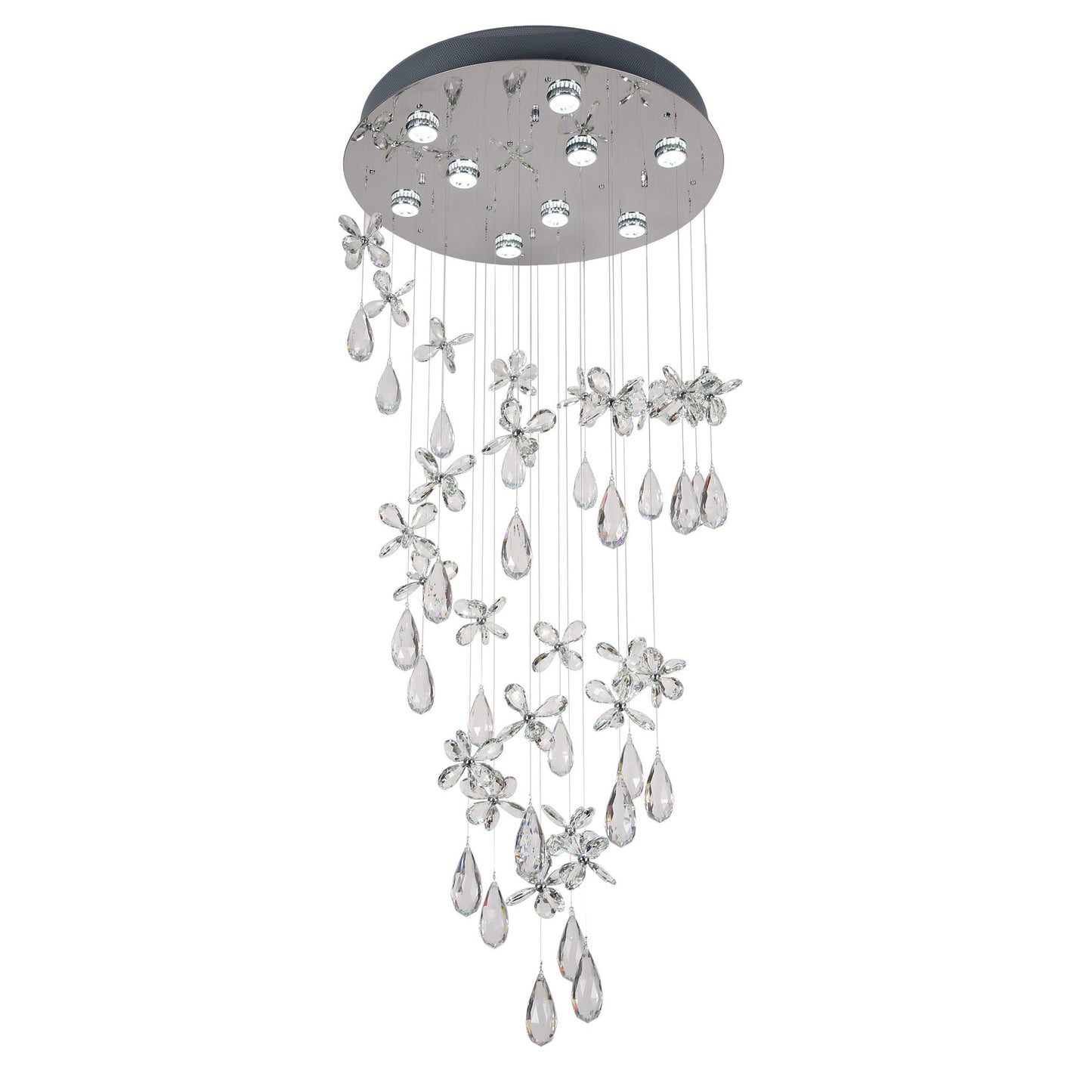 TFS 135cm PENDANT 9 x 6wGU10max Not Included D:600 H:1350 CHROME/CLEAR