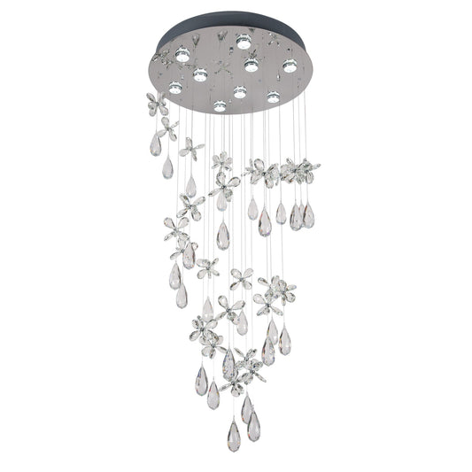 TFS 135cm PENDANT 9 x 6wGU10max Not Included D:600 H:1350 CHROME/CLEAR