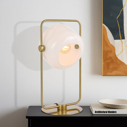 TFS TABLE LAMP 25wE27max D:240 H:435 INLINE SWTCH ANTIQUE GOLD / OPAL