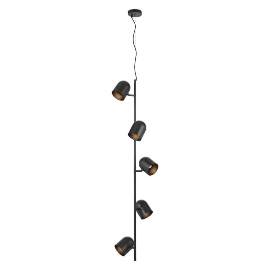 TURIN 5LT PENDANT 5x25wE14max D380 H1500 TEX 2M BLACK SATIN