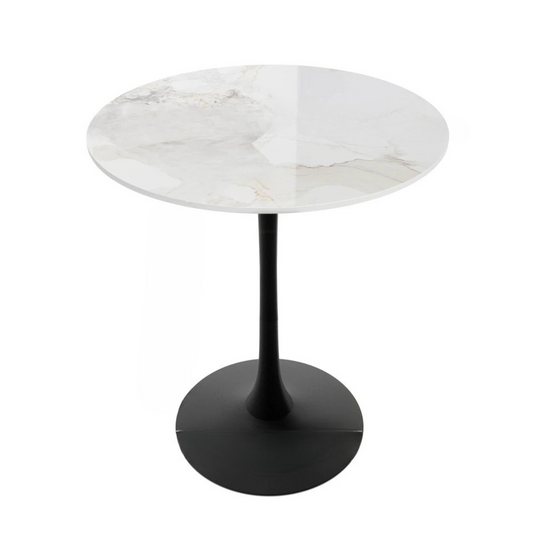 Glossy Jade Round Sintered Stone Bar Table With Black Base For Stylish Interiors