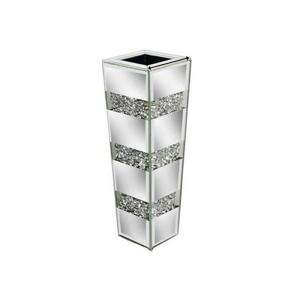 P&P Silver Diamond Inlaid Table Vase, Modern Decorative Centerpiece for Home