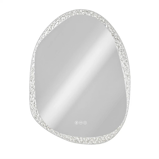 Silver LED Backlit Vanity Bathroom Mirror With Anti-Fog