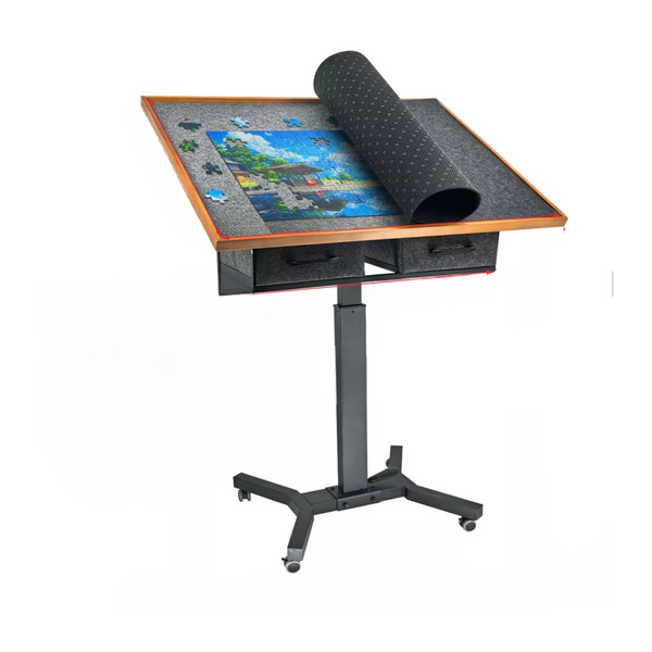 P&P Adjustable Wooden Jigsaw Puzzle Table with Tilt, Drawers and Rolling Wheels