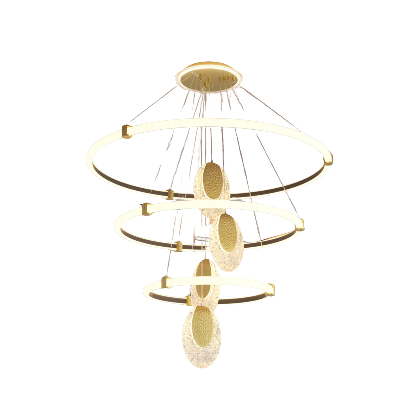 Gold Acrylic Ring LED Chandelier Ceiling Light 80cm