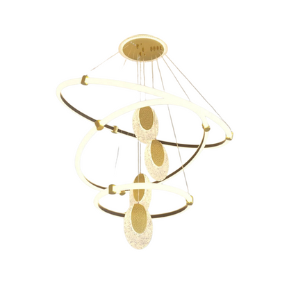 Gold Acrylic Ring LED Chandelier Ceiling Light 60cm