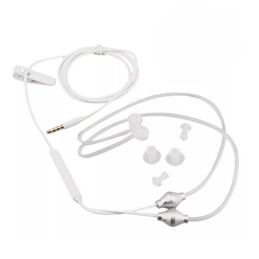 White Air Tube Stereo Earbuds with Mic, Anti-Radiation, Noise Isolation and 3.5mm Jack