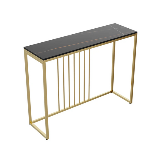 Black 100cm Marble Console Table With Gold Base For Entryway Or Living Room