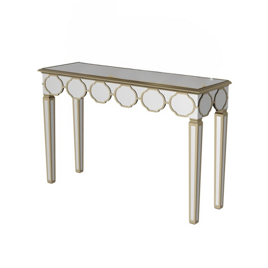 Silver And Gold Mirrored Console Table For Entryway Or Living Room