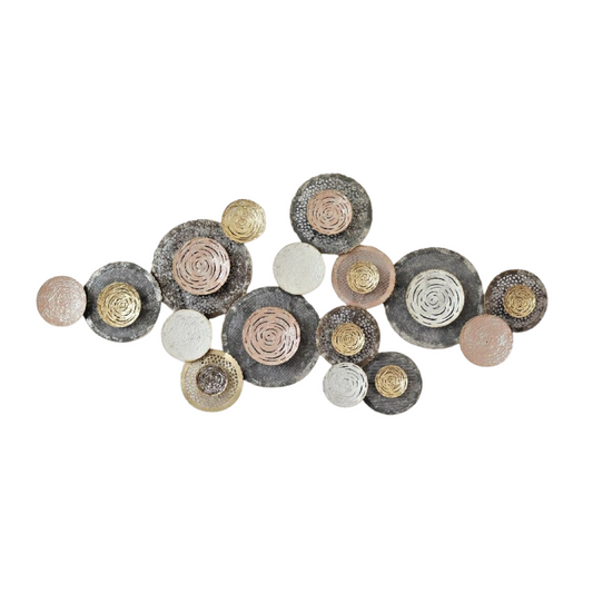 Multi-Tone Abstract Metal Wall Art with Textured Circular Layered Design