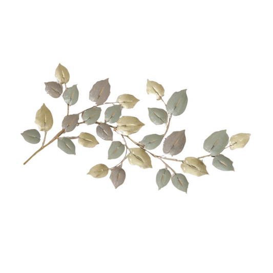 Golden Mist Leaf Branch Metal Wall Art for Modern and Serene Interiors