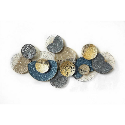 Gold, Blue and Silver Contemporary Wall Decor with Intricate Metal Textures