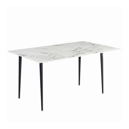 Glossy Jade Sintered Stone Dining Table With Sleek Black Steel Base