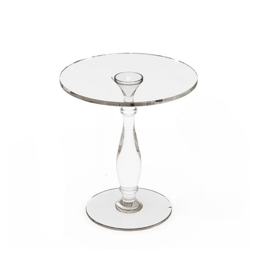 Transparent Acrylic Side Table With Roman Base For Modern Interiors