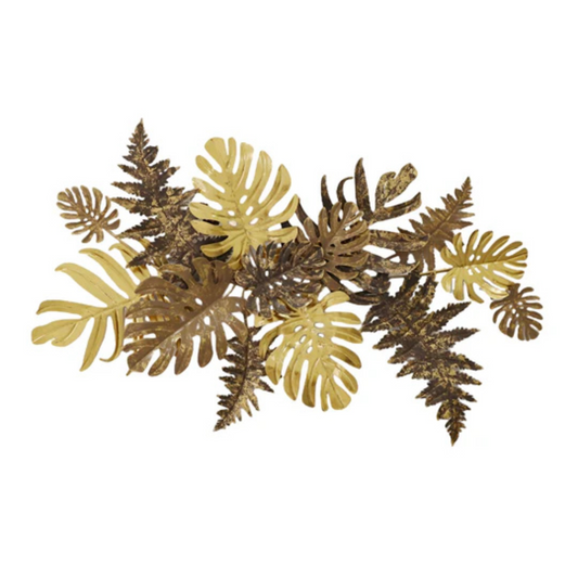 Yellow Tropical Leaves Metal Wall Art with Sturdy Frame and Weather-Resistant Finish
