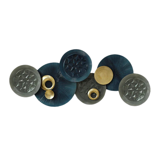 Blue and Grey Modern Metal Wall Art with Large Statement Design and Sturdy Frame