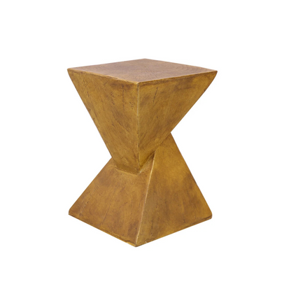 Wood Look Concrete Side Table With Hourglass Design For Indoor Outdoor