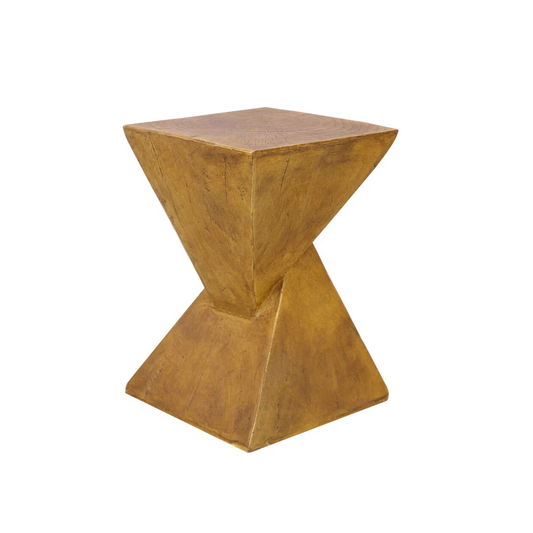 Wood Look Concrete Side Table With Hourglass Design For Indoor Outdoor