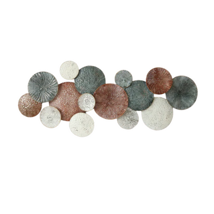 Textured Circles Metal Wall Art in Rustic Tones with Modern Layered Geometric Design