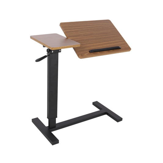 Black & Walnut Adjustable Rolling Laptop Desk With Tiltable Dual Top
