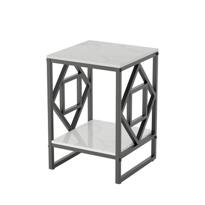 Sleek White Marble Side Table with Durable Frame