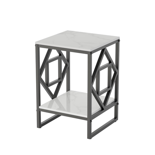 Sleek White Marble Side Table with Durable Frame