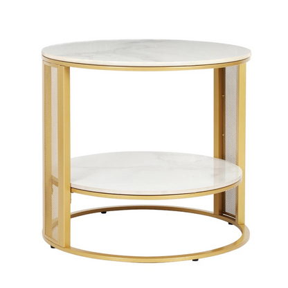 Shop White Marble Round Side Table with Gold Frame AU