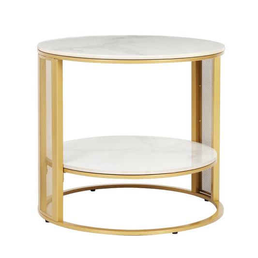 Shop White Marble Round Side Table with Gold Frame AU