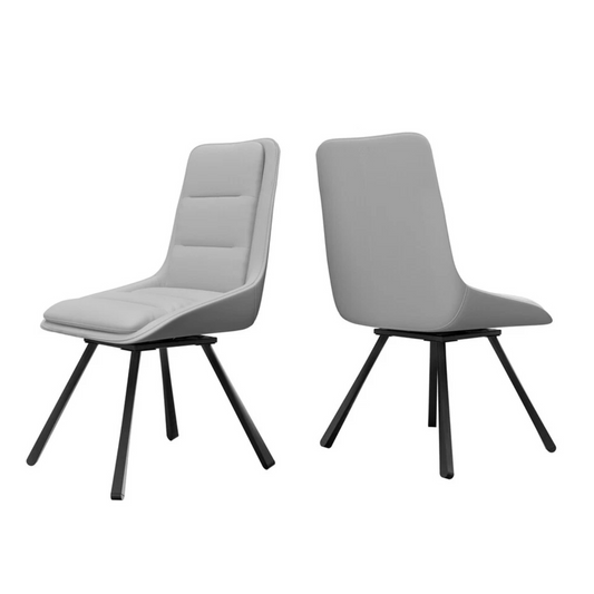 Light Grey 360 Swivel Dining Chairs Set of 2 with Ergonomic High Back