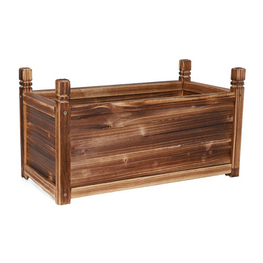 P&P Dark Brown Solid Pine Wood Planter Box for Vegetables, Fruits, and Indoor Plants