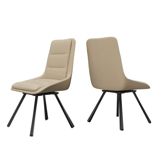 Light Khaki Swivel Dining Chairs Set of 2 with Padded Seat and Backrest