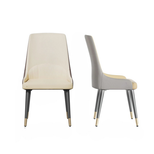 Creamy White and Grey Two-Tone Dining Chairs Set of 2 with High Back