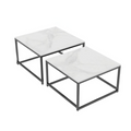 White Sintered Stone Rectangular Nesting Tables with Black Metal Frame
