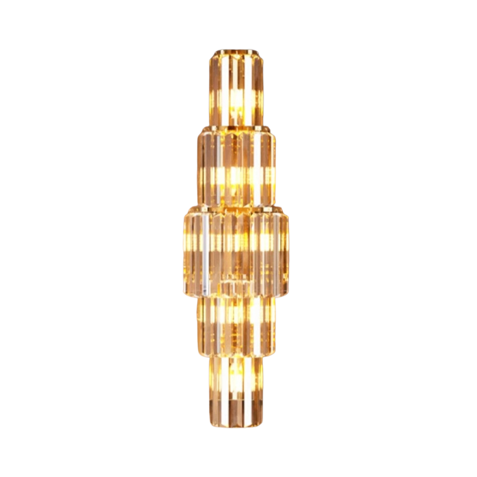 Gold 5-Tier Crystal Wall Sconce with LED Lights