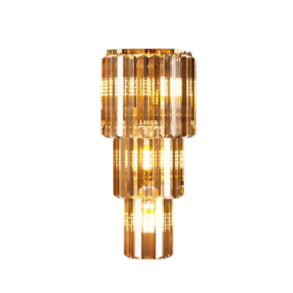 Gold 3 Tier Crystal Wall Sconce with 3 Lights