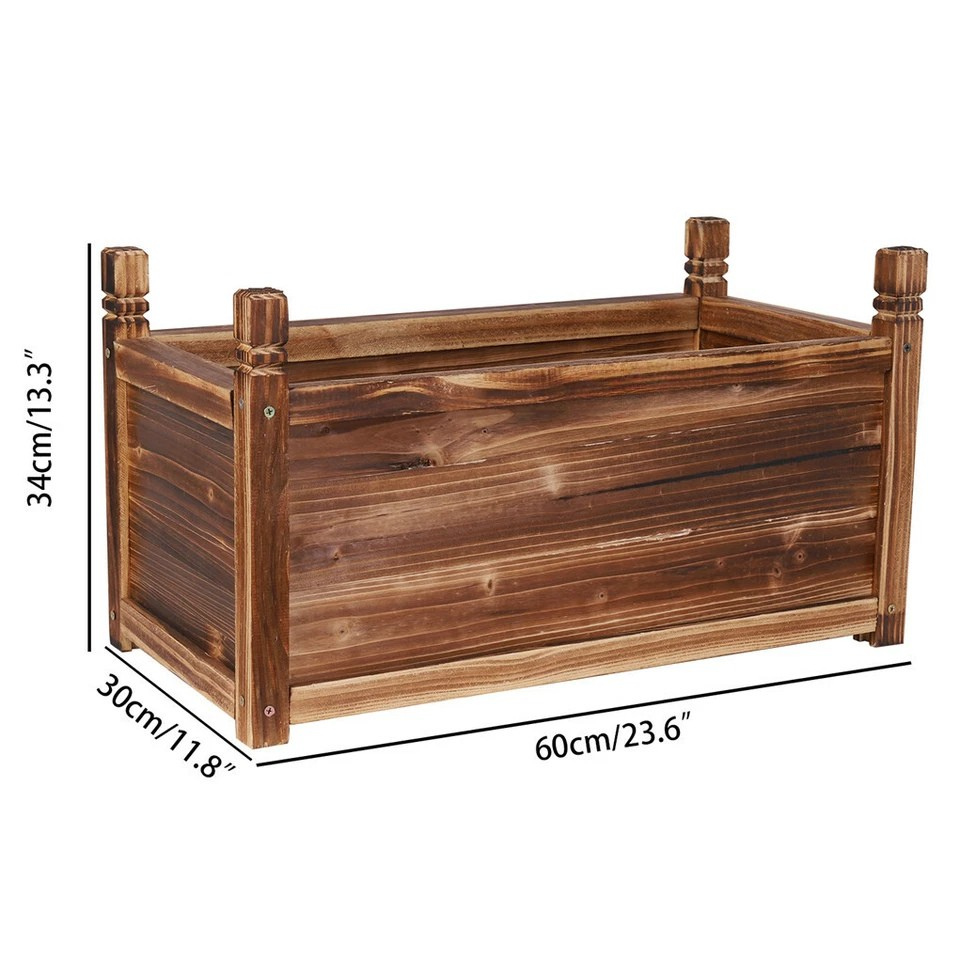 P&P Dark Brown Solid Pine Wood Planter Box for Vegetables, Fruits, and Indoor Plants