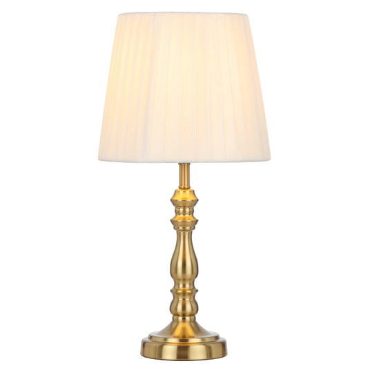 TFS TABLE LAMP 25wE27max D200 H390 INLINE ANT GOLD/CREAM SOFT PLATED