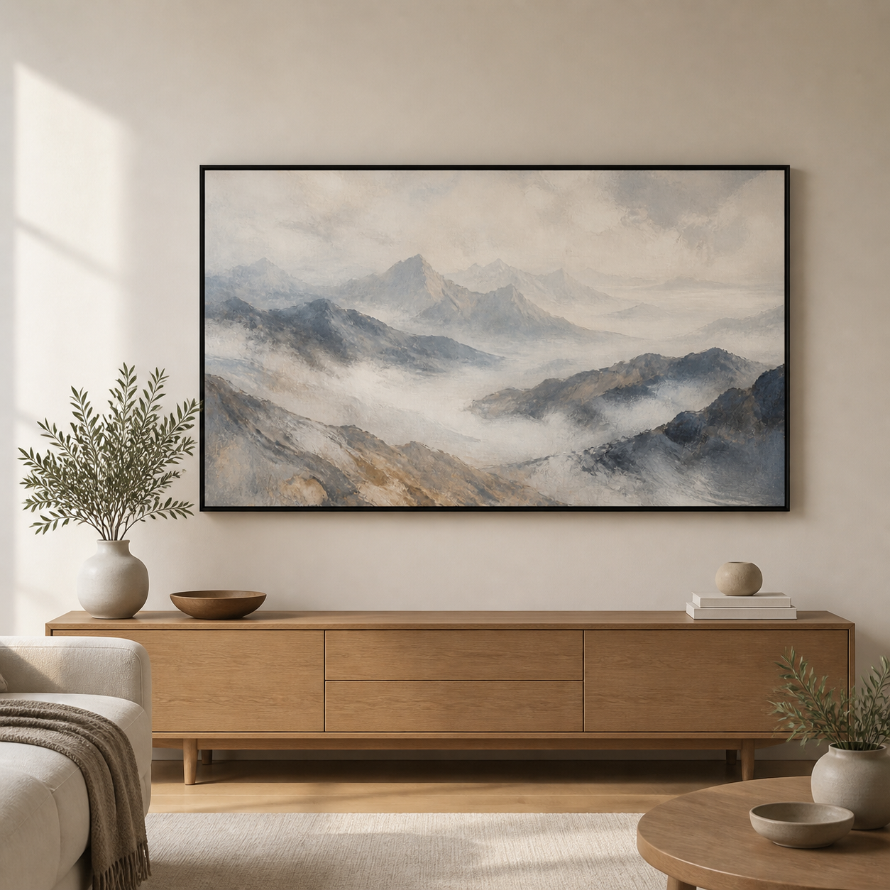 Alpine Haze black floating frame landscape lifestyle view
