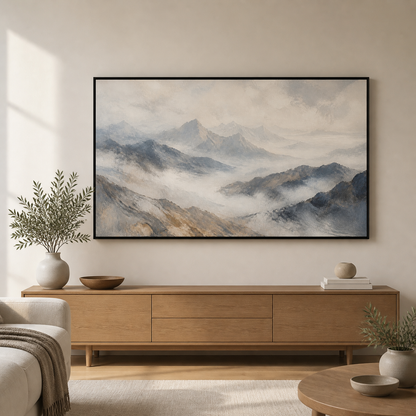 Alpine Haze black floating frame landscape lifestyle view