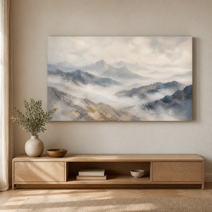 Alpine Haze landscape stretched canvas lifestyle view