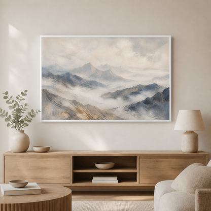 Alpine Haze white floating frame landscape lifestyle view