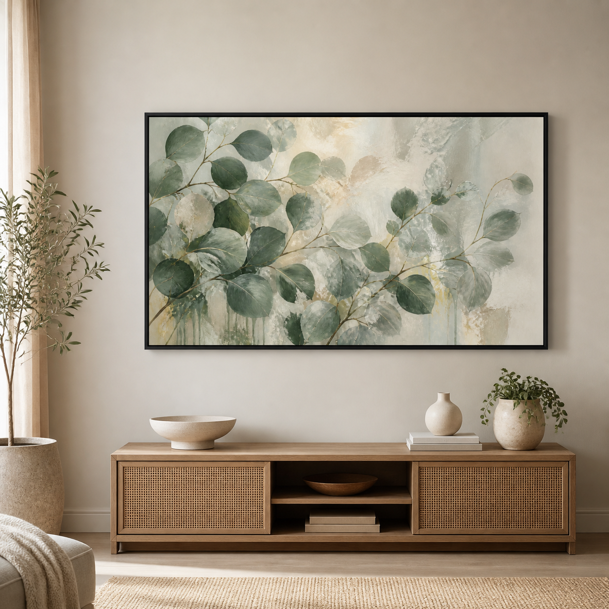 Botanical Drift black floating frame landscape lifestyle view