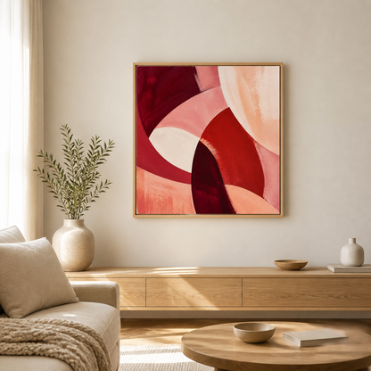 Burgundy Rhythm birch floating frame lifestyle view