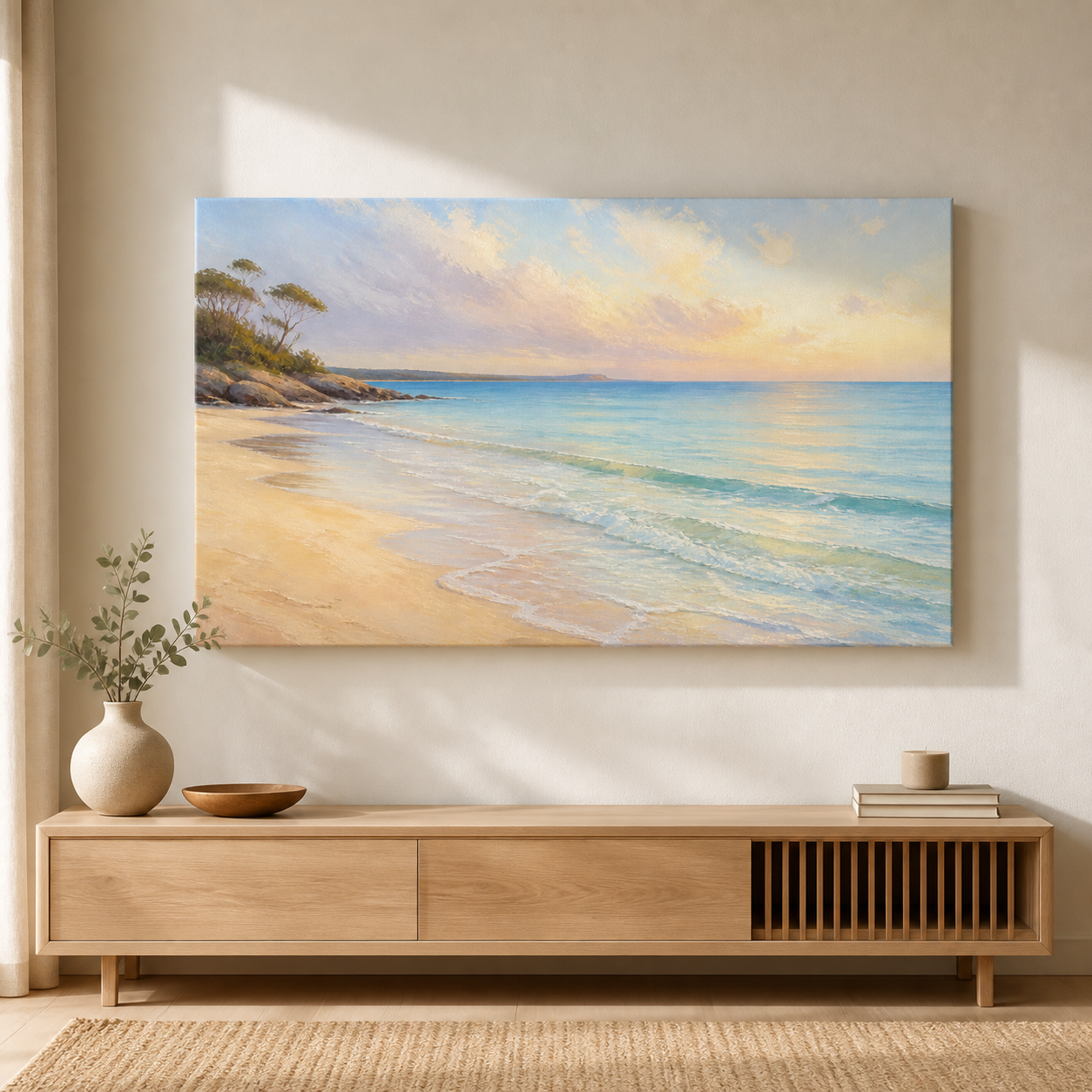 Coastal Morning landscape stretched canvas lifestyle view