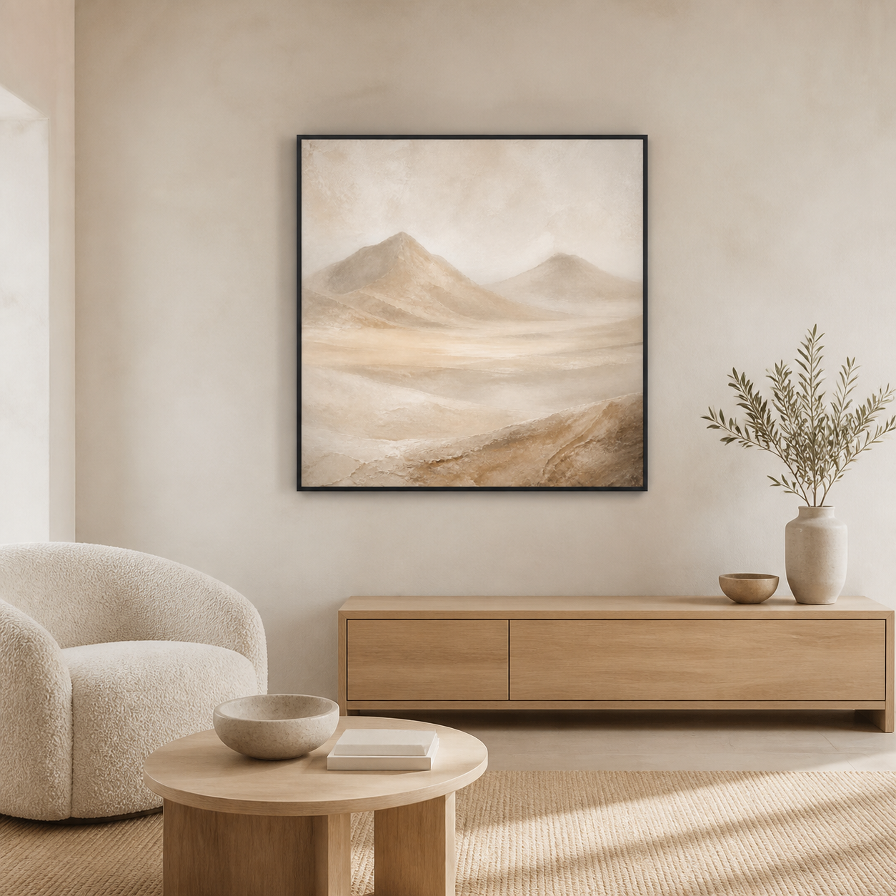 Desert Stillness black floating frame canvas